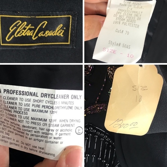 CASADEI Vintage Black Beaded Floral Fringe Cocktail Blazer Jacket Skirt Suit Set - Picture 15 of 16